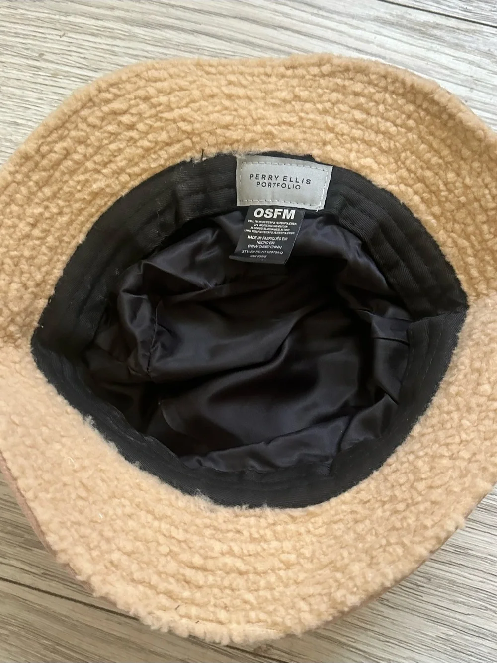 Perry Ellis Frayed-Edge Tan Bucket Hat one size
